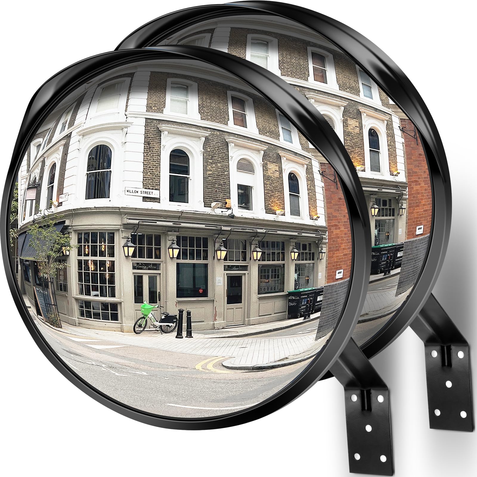 Angooni 2 PCS 40 cm Miroir de circulation Sécurité, Miroir convexe à grand angle réglable, Miroir pour garage, Miroir de circulation rond en acrylique (Pour intérieur et extérieur)