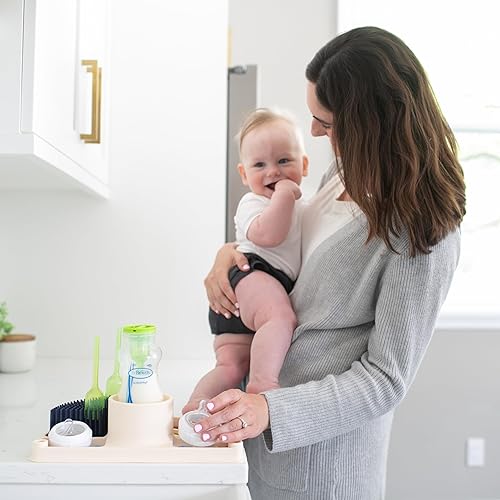 Miniatura 13 de Dr. Brown's Tapete de silicona 2 en 1, tapete de secado de biberones de silicona con clavijas extraíbles para artículos esenciales para bebés,