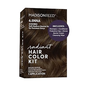 Madison Reed Radiant Hair Color Kit - 6.5NNA Medium Neutral Brown Sondrio, Permanent Hair Dye for Resistant Grays, 100% Gray Coverage | PPD-Free & Ammonia-Free, 1 Pack