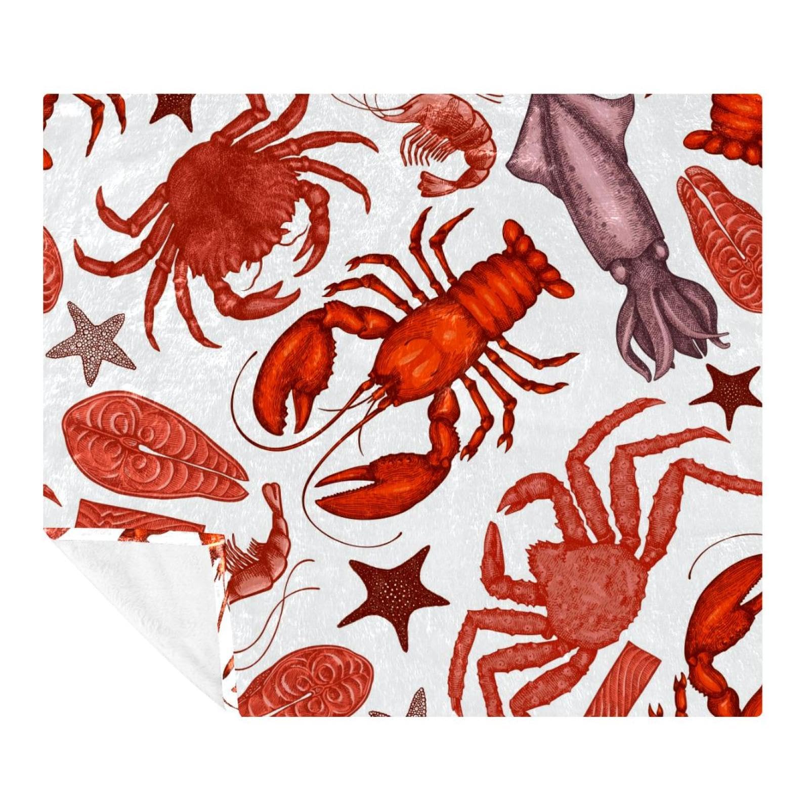 Couverture microfibre saumon et fruits de mer 150x200 cm pour lit et canapé