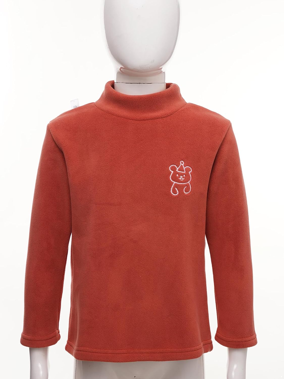 ranrann Kids Boys Girls Bear Embroidery Mock Neck Long Sleeve T-Shirt Pullover Thermal Underwear Top Basic Undershirt
