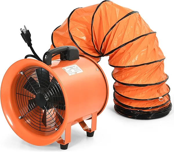 YITAHOME Exhaust Fan 12 Inch, Utility Blower Extractor Fan High Velocity, Portable Ventilation Fans with 16FT Ventilator Duct Hose for Industrial, Paint Booth (12 Inch Fans with 5M Hose)