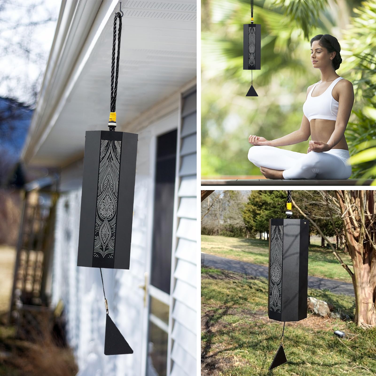 Campanelli a vento da giardino, campanelli a vento per esterni con 5 pendoli a vento corda da appendere 8 note per meditazione per giardino, terrazza, balcone, veranda interni ed esterni
