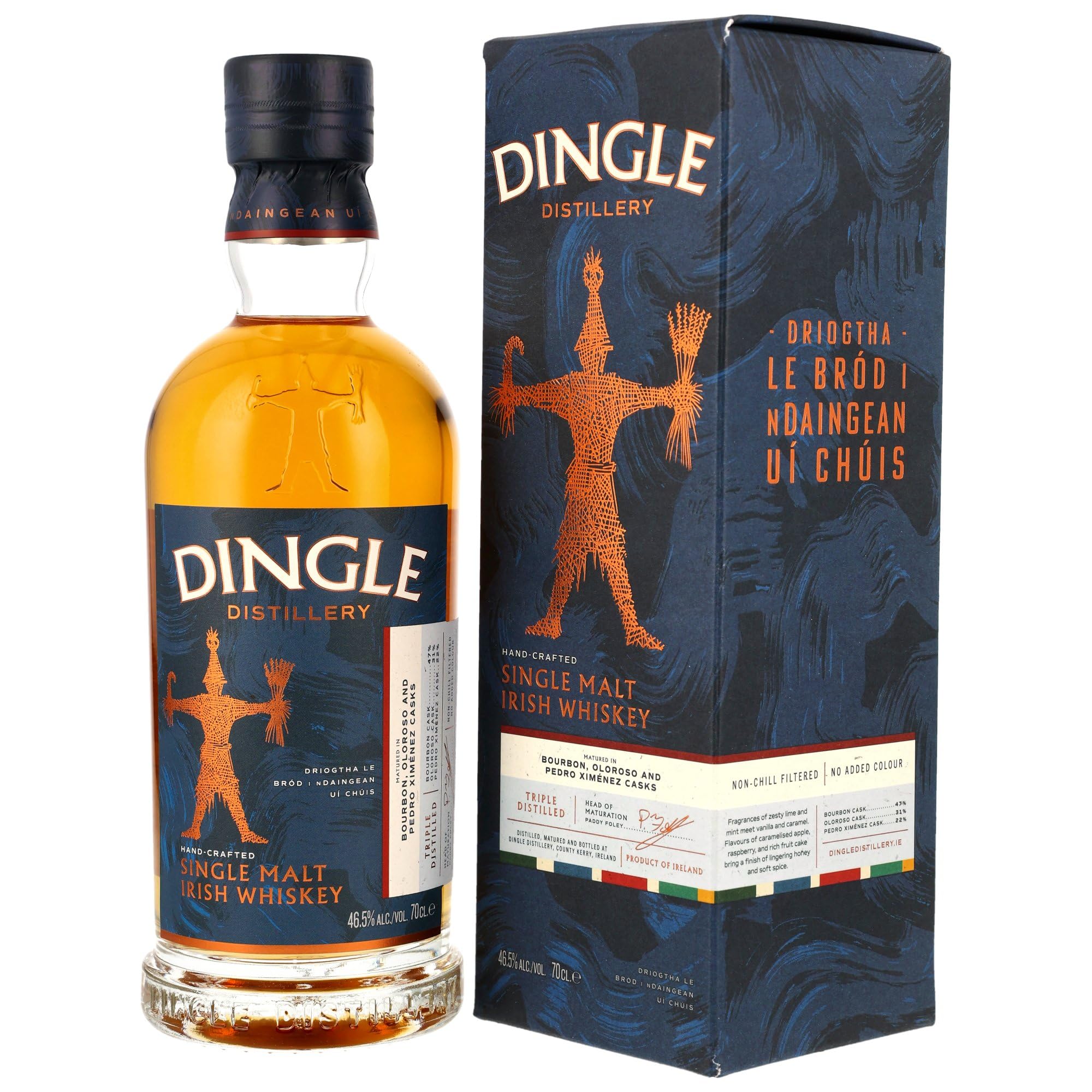Dingle Core Single Malt Irish Whiskey 70 cl, Irish Single Malt Triple Distilled, Non-Chill Filtered, 46.3% ABV