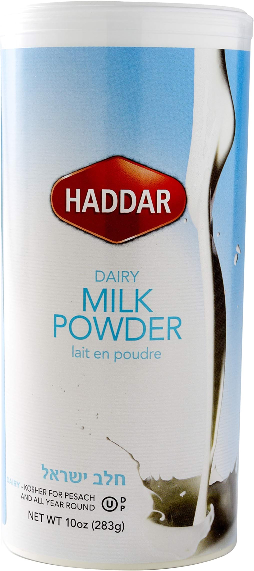 Haddar Kosher Dairy Milk Powder, 10oz Resealable Canister, Non-Fat Dry Milk Powder, Cholov Yisroel
