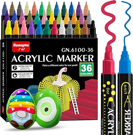 Tesquio Acrylstifte Wasserfest 36 Farben Dual Tip Stifte Multimarker ...