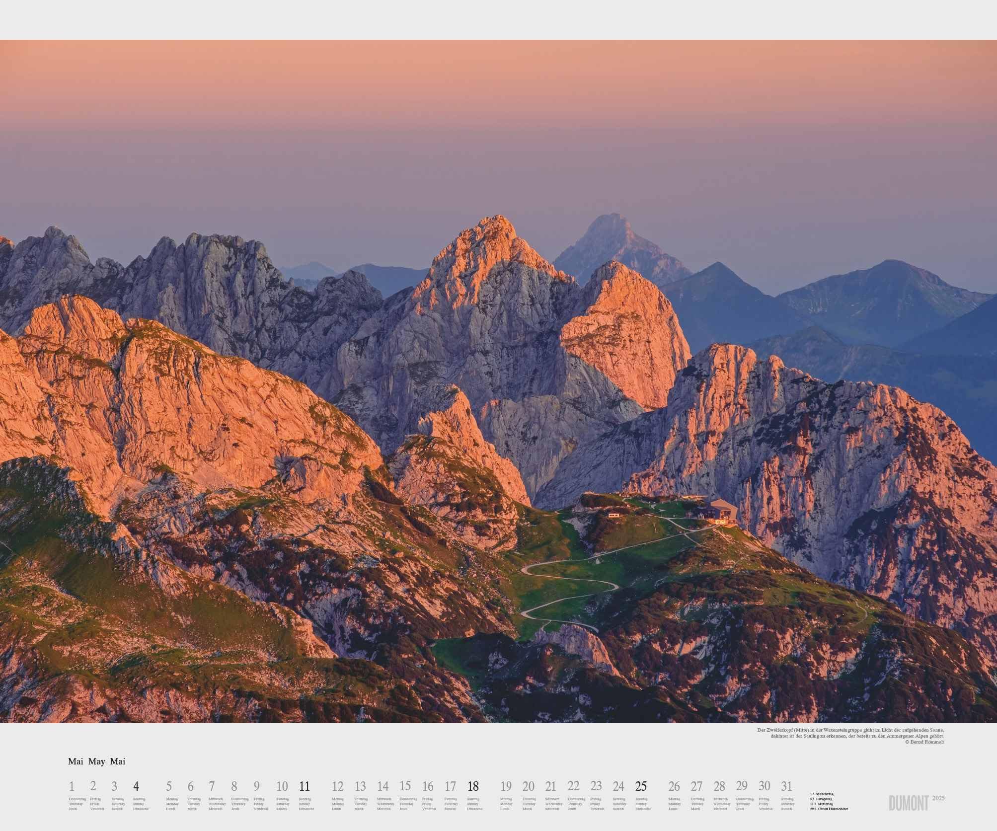 DUMONT - Im Zugspitzland 2025 Wandkalender, 60x50cm, Kalender mit Aufnahmen der Zugspitzregion von Bernd Römmelt, landschaftliche Vielfalt und Schönheit