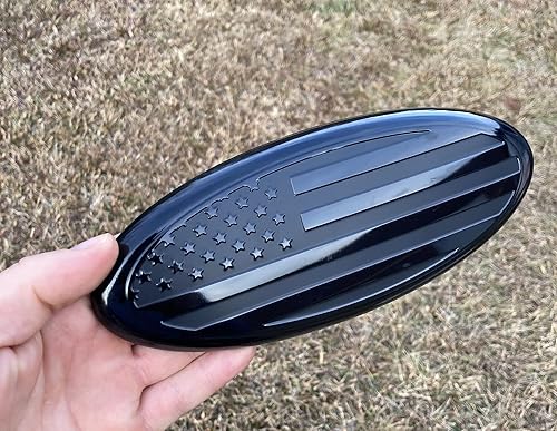 Miniatura 4 de eVerHITCH Emblema de bandera negra estadounidense de 7 pulgadas para Ford, 7 x 2 34 pulgadas, placa de identificación ovalada para F150 F250 F350 99