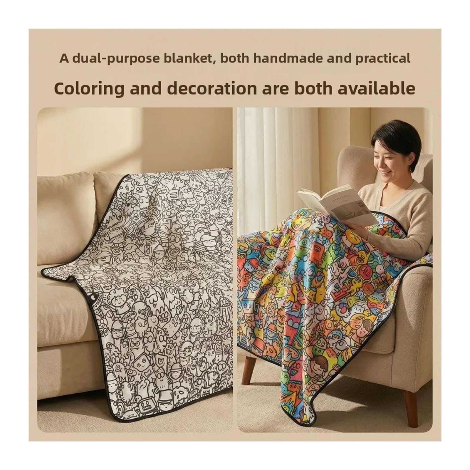 coperta da colorare Coperta Graffiti fai da te for adulti Decompressione dipinta a mano(70x100cm-01)