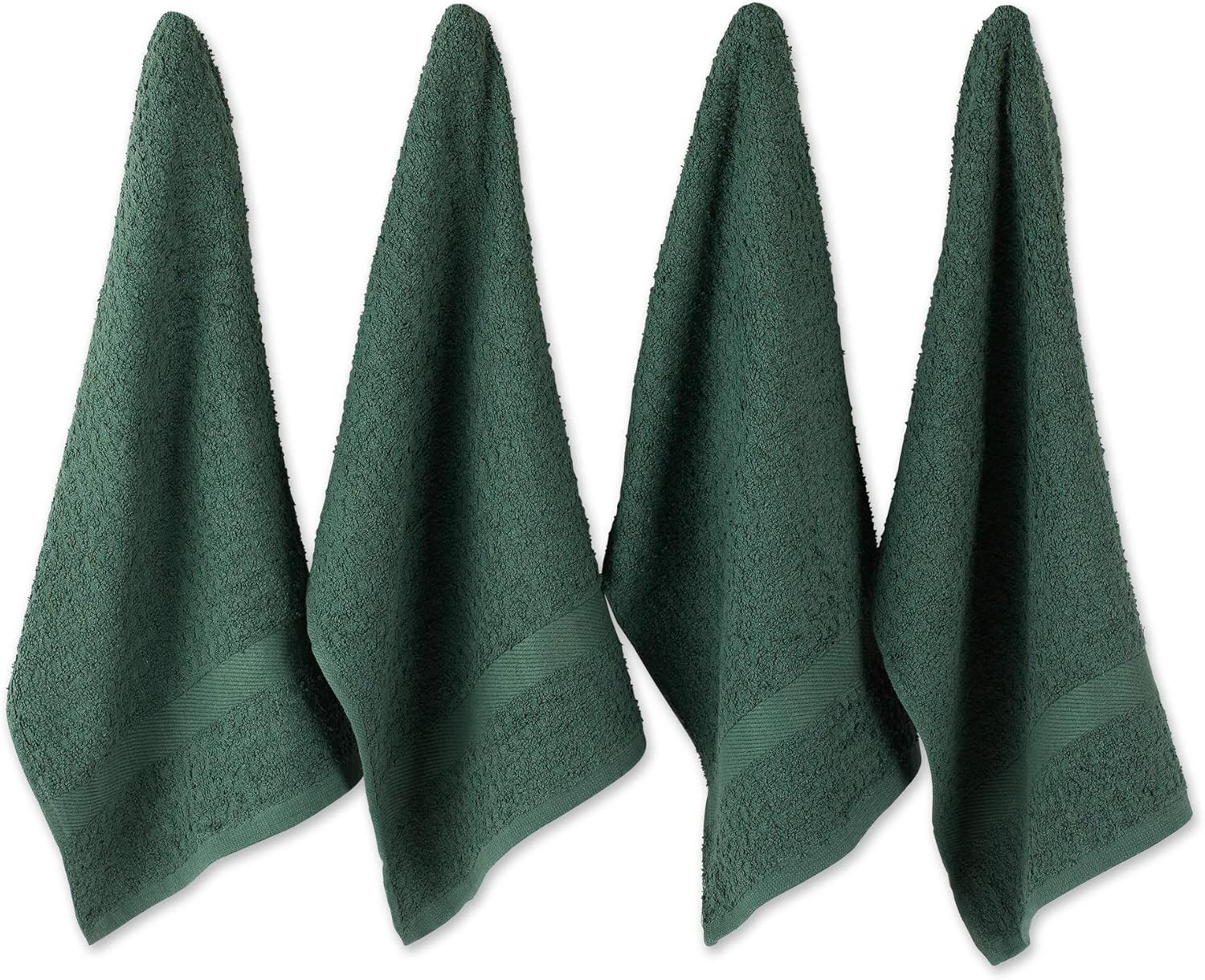 DII Basic Terry Collection Waffle Dishtowel Set, 15x26, Solid Dark Green, 4 Piece