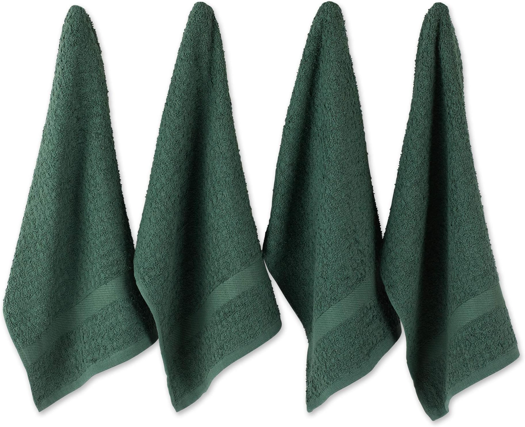 DII Basic Terry Collection Waffle Dishtowel Set, 15x26, Solid Dark Green, 4 Piece
