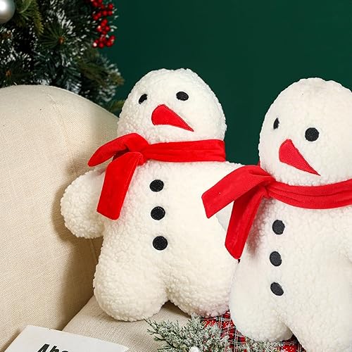 Miniatura 6 de Shappy 2 almohadas navideñas de muñeco de nieve de Navidad, almohadas rellenas con forma de muñeco de nieve, lindas almohadas suaves y decorativas
