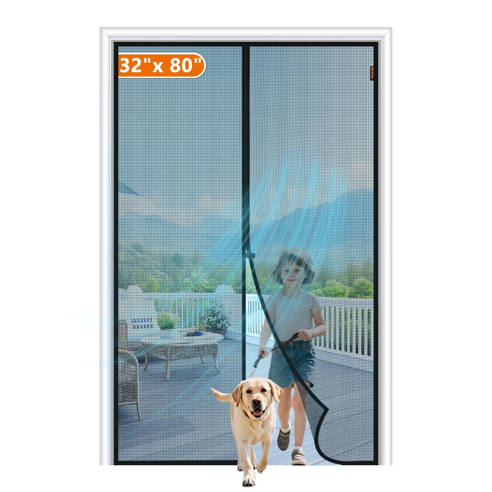 MAGZO Magnetic Screen Door Fit Door Size 32 x 80 Inch, Screen Size