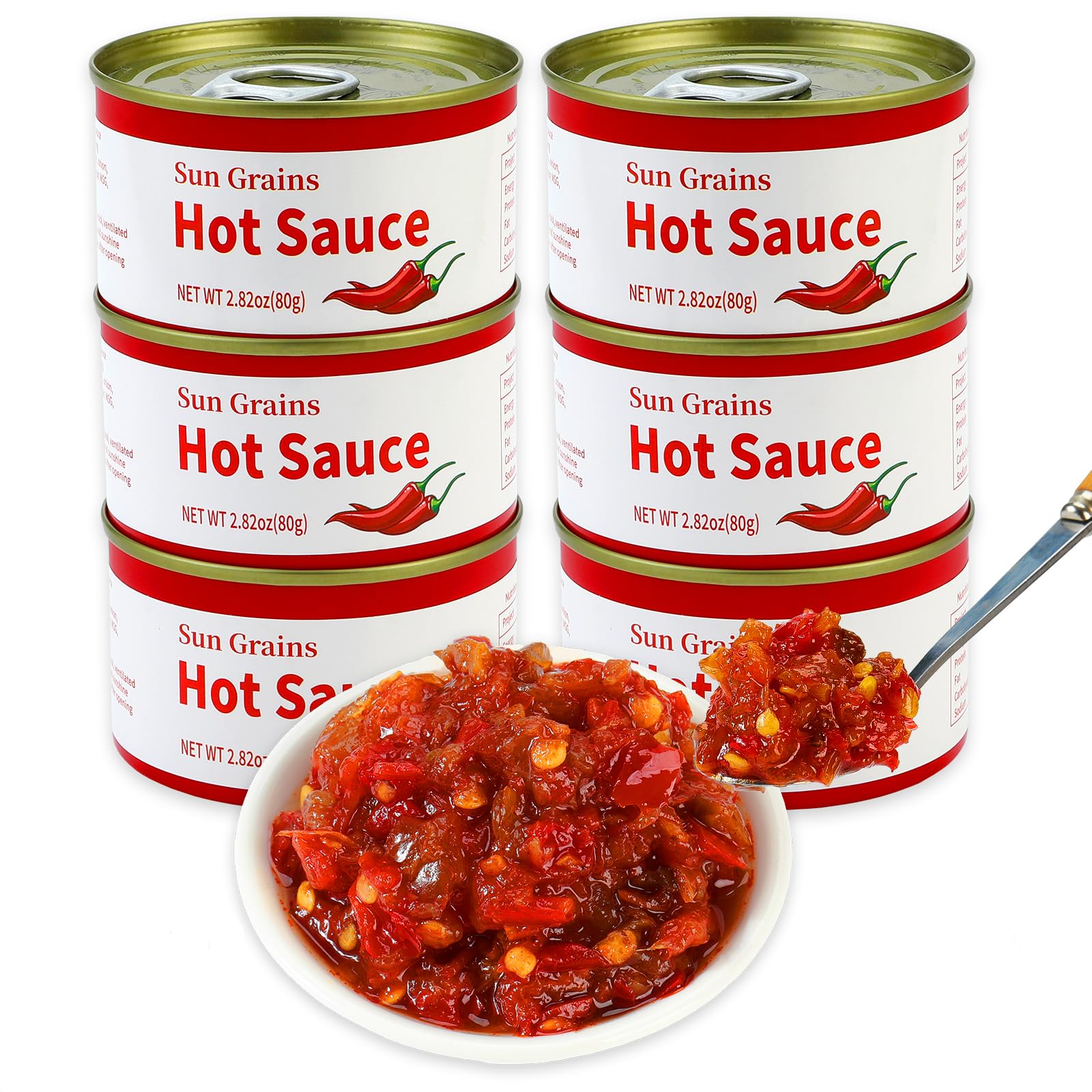 Artisanal Spicy Chili Sauce,Umami Mushroom Hot Sauce,Bold, Fiery Flavor Packed with Real Vegetables,Perfect for Grilling, Stir-Fries, Dipping & Marinades - 6 cans