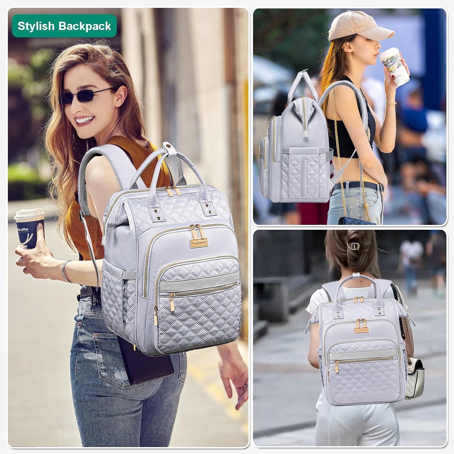 Lunch Backpack for Women, 15.6 Inch Laptop Backpack for Womens Stylish Nurse, Teacher Work Back pack with Lunch Box Insulated Backpacks Cooler for Women Men Travel Camping Picnics