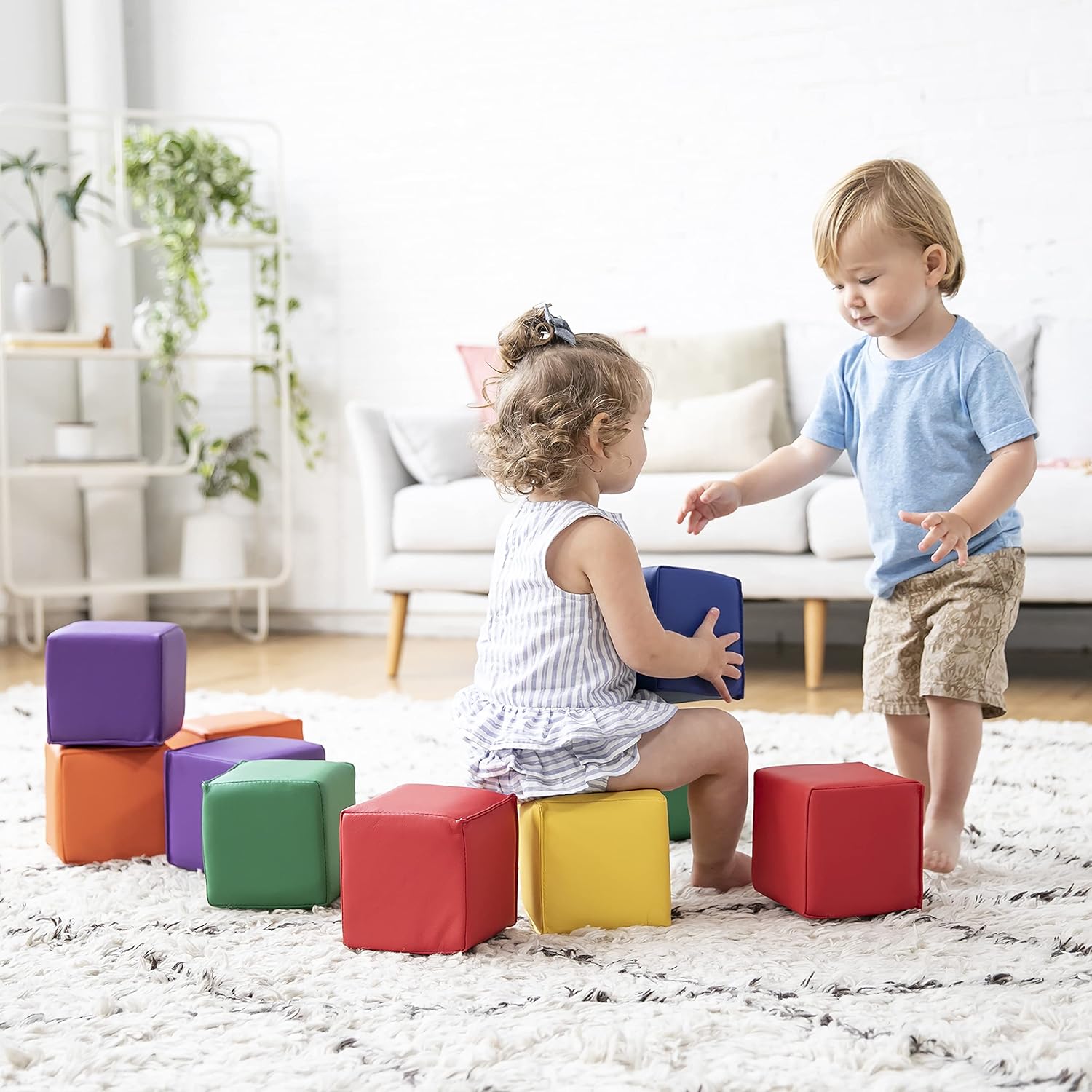 Review Product ECR4Kids-ELR-033 Patchwork Toddler Block Playset - Gentle Foam Blocks for Safe Active Play and Building, Primary Colors (12 Piece Set)