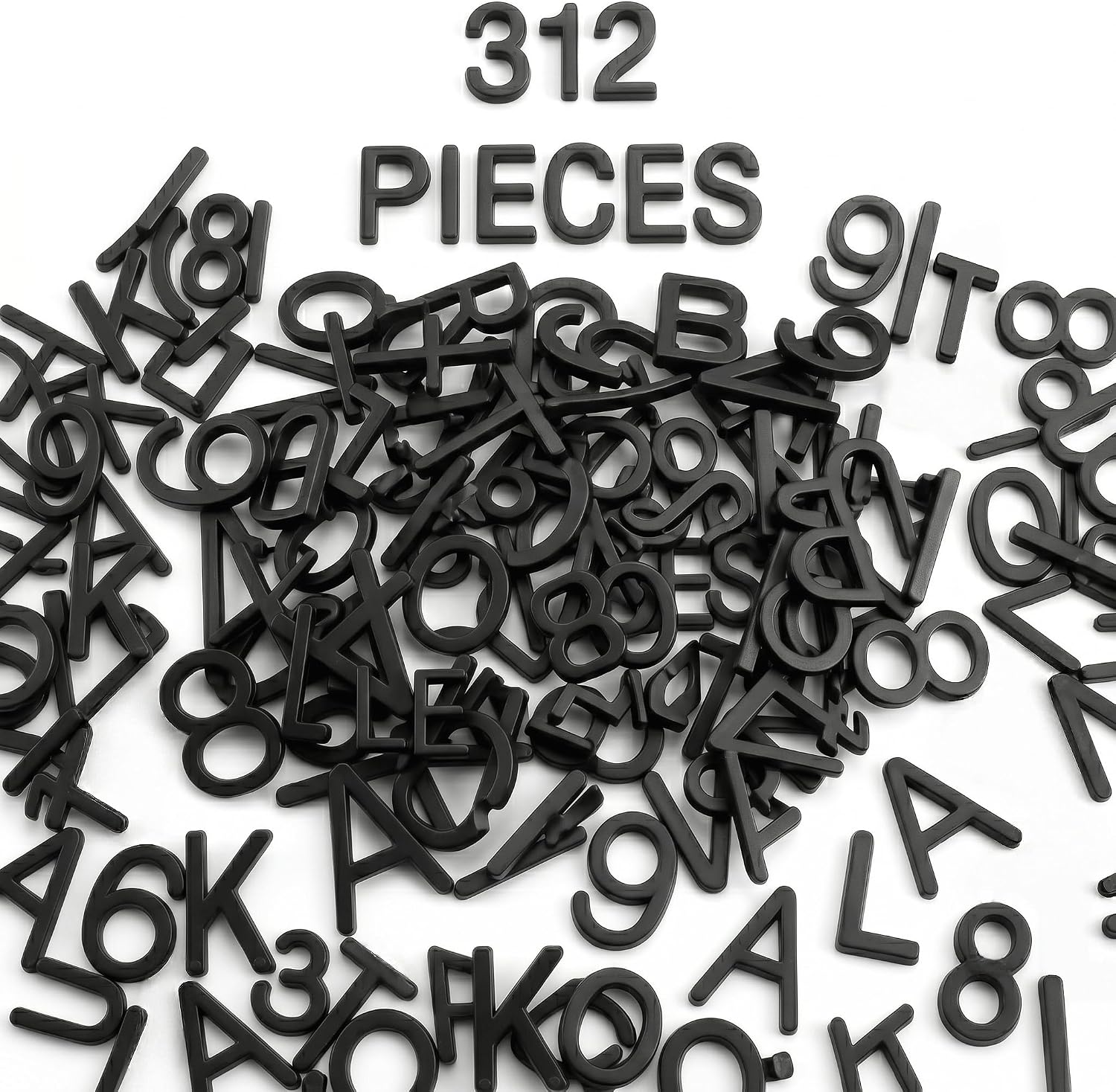 1 Inch Plastic Letter Board Letters Only, 312 PCS Black Letters