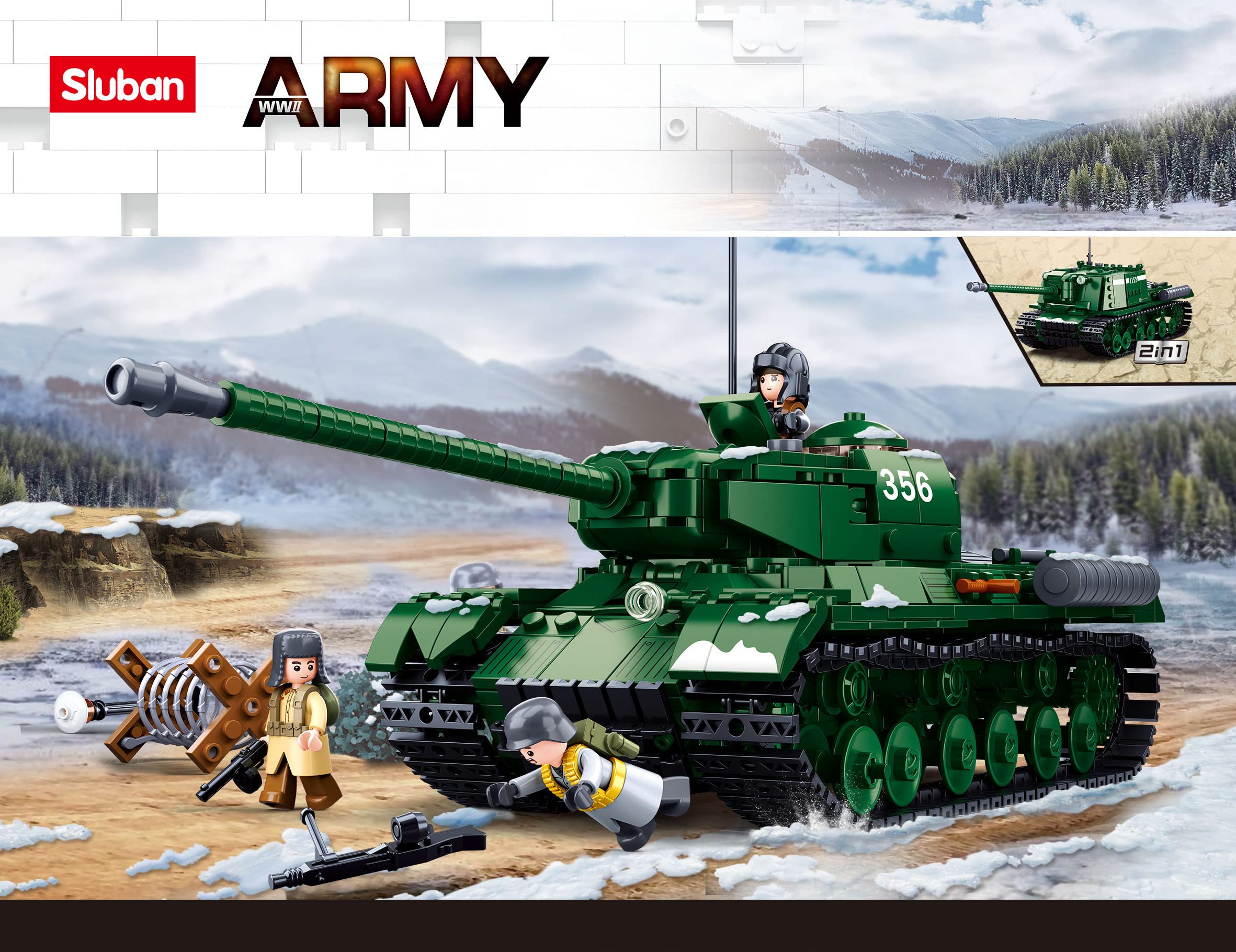 Sluban Blocs de Serrage WWII - Char Lourd (kit 2 en 1) (845 pièces)