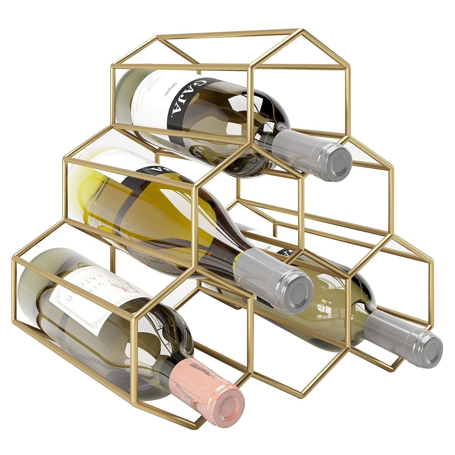CRAFTIC DESIGN Metal Wine Rack Holder 6 Bottle Cabinate Table top Wine