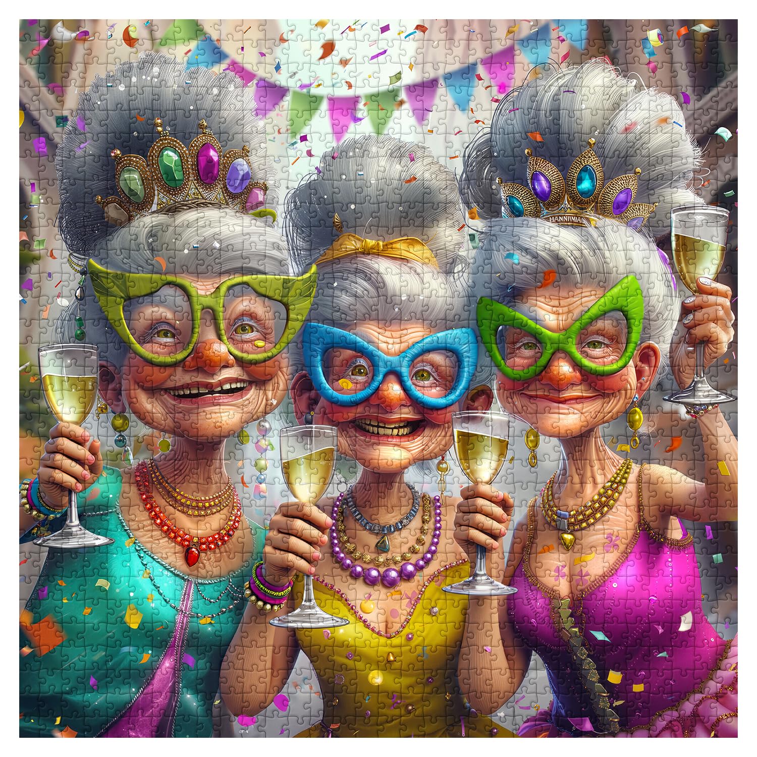 Amazon.com: PICKFORU Party Grandma Puzzles for Adults 1000 Pieces