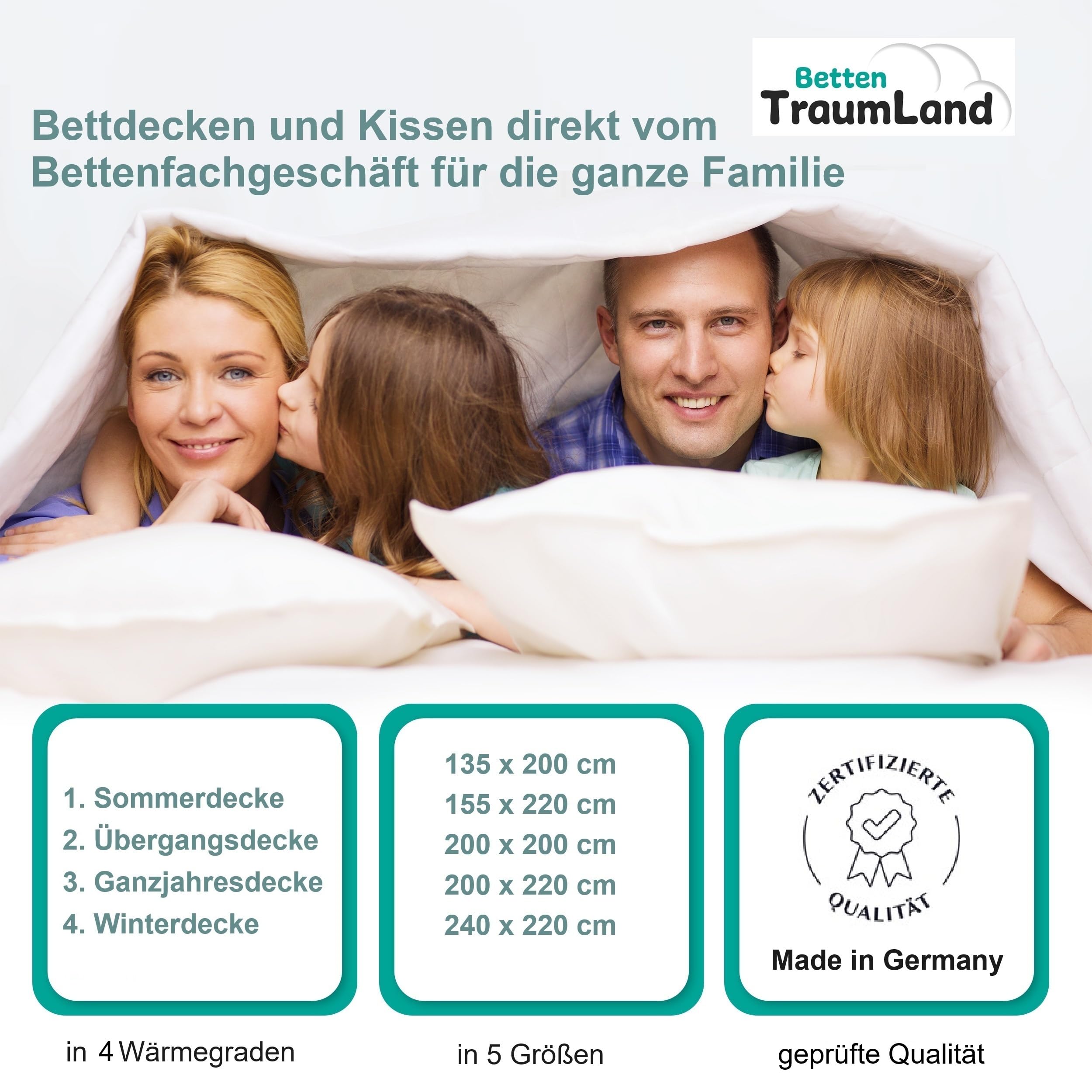 Luxus Ganzjahres Daunendecke Wärmegrad 3 (200x200 cm)