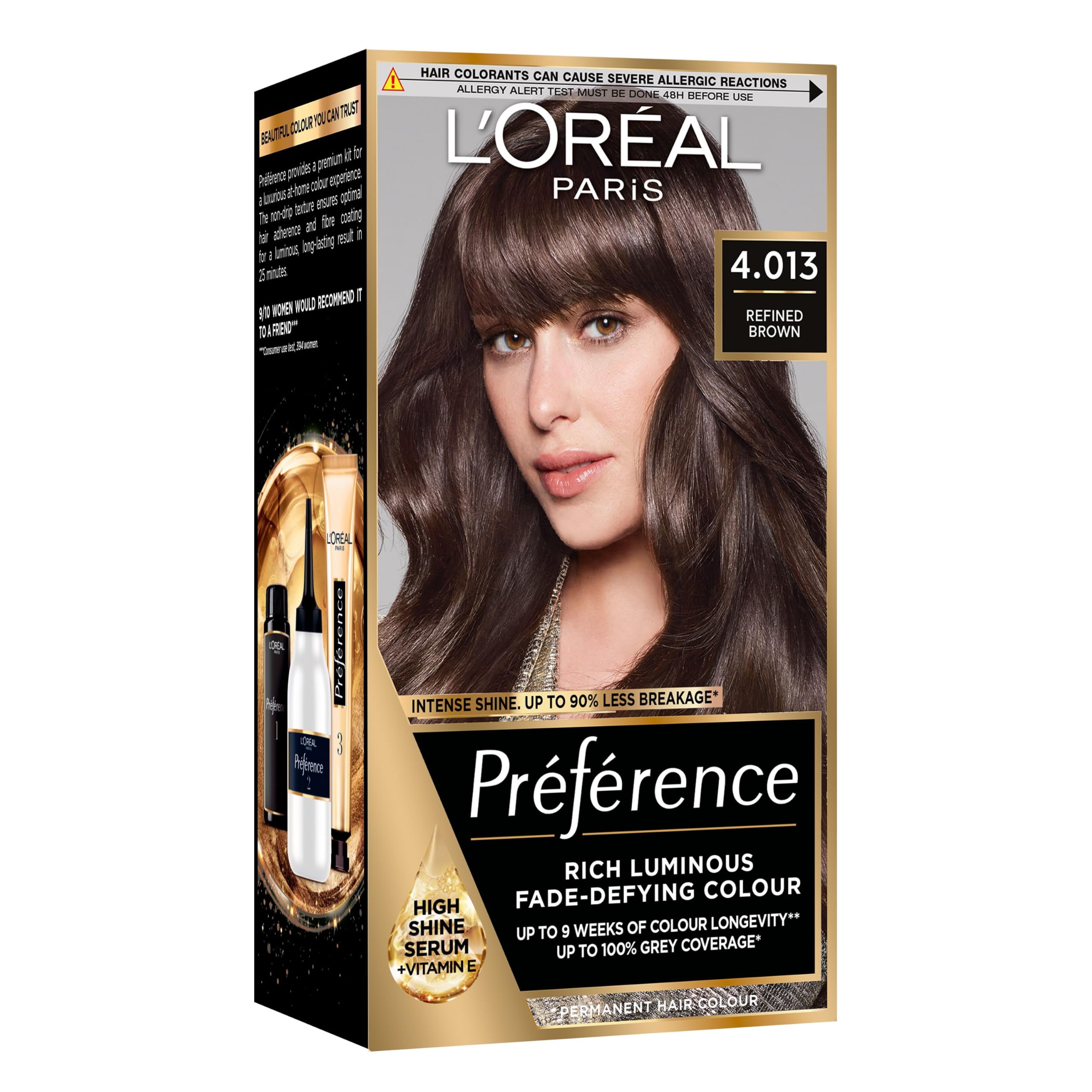 L'Oreal Paris Preference Hair Dye, Luminous Permanent Rich Hair Colour, Long Lasting Brilliance, Achieve Radiant, Salon-Inspired Results, Shade: 4.013, Paris