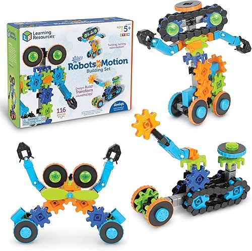 Learning Resources Gears Gears Gears Robots In Motion - Juguetes de construcción, actividades STEM, habilidades motoras finas, kit explorador de
