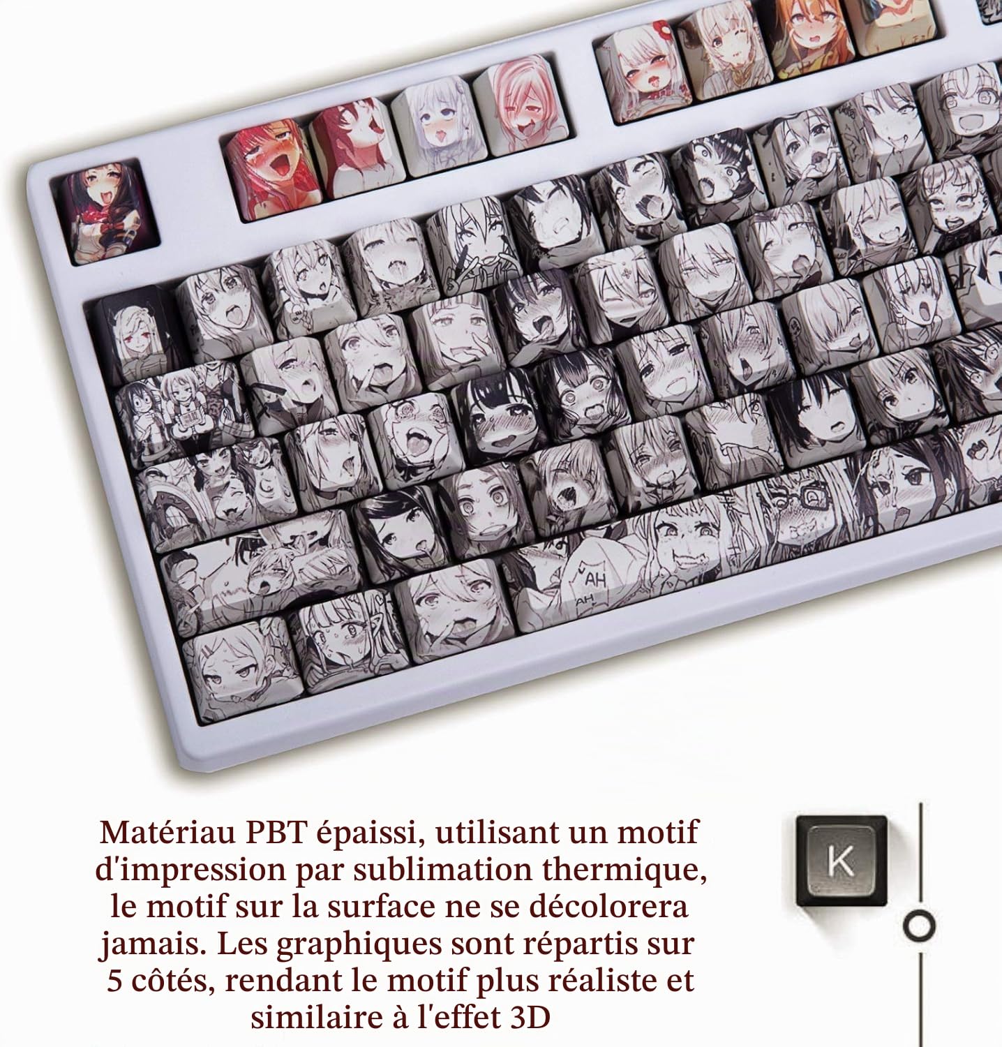 Keycaps OEM PBT 108 touches pour clavier mécanique Cherry Gateron Kailh