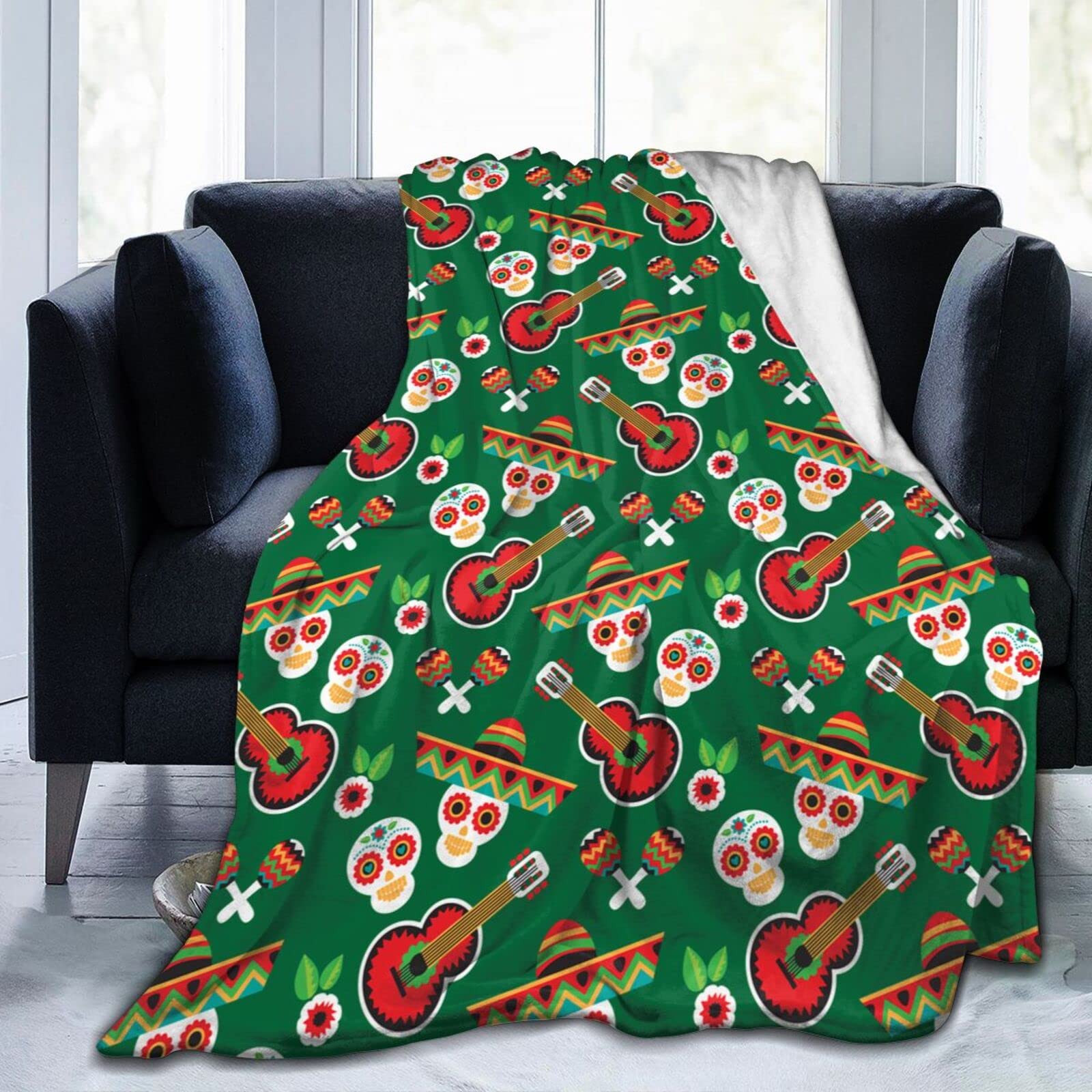 Lsjuee Cinco De Mayo Throw Blanket Soft Cozy Lightweight Blankets Funny Mexican Holiday Fiesta Flannel Blanket for Sofa Couch Bed Office 50"X40"