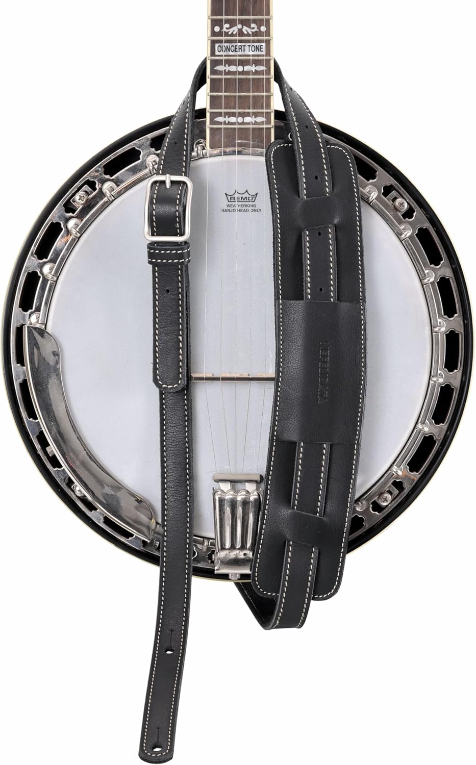Nefelibata Banjo Strap, 2.6" Wide Double Layer Full Grain Cowhide Leather Guitar Strap Adjustable Replacement