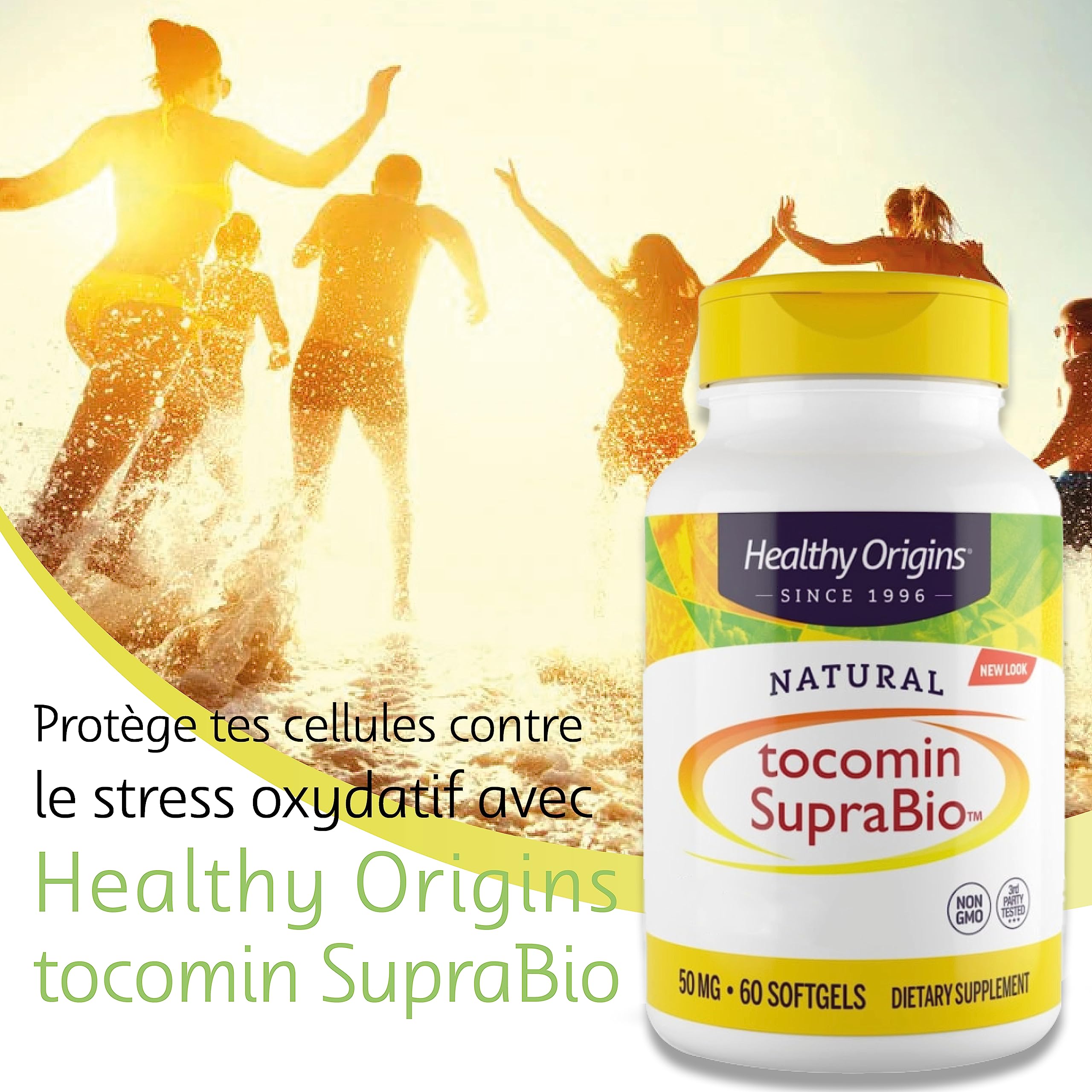 Healthy Origins, Natural Tocomin SupraBio, 50 mg, 60 Capsules molles, Testé en Laboratoire, Vitamine E, Sans Gluten, Sans Soja, Sans OGM