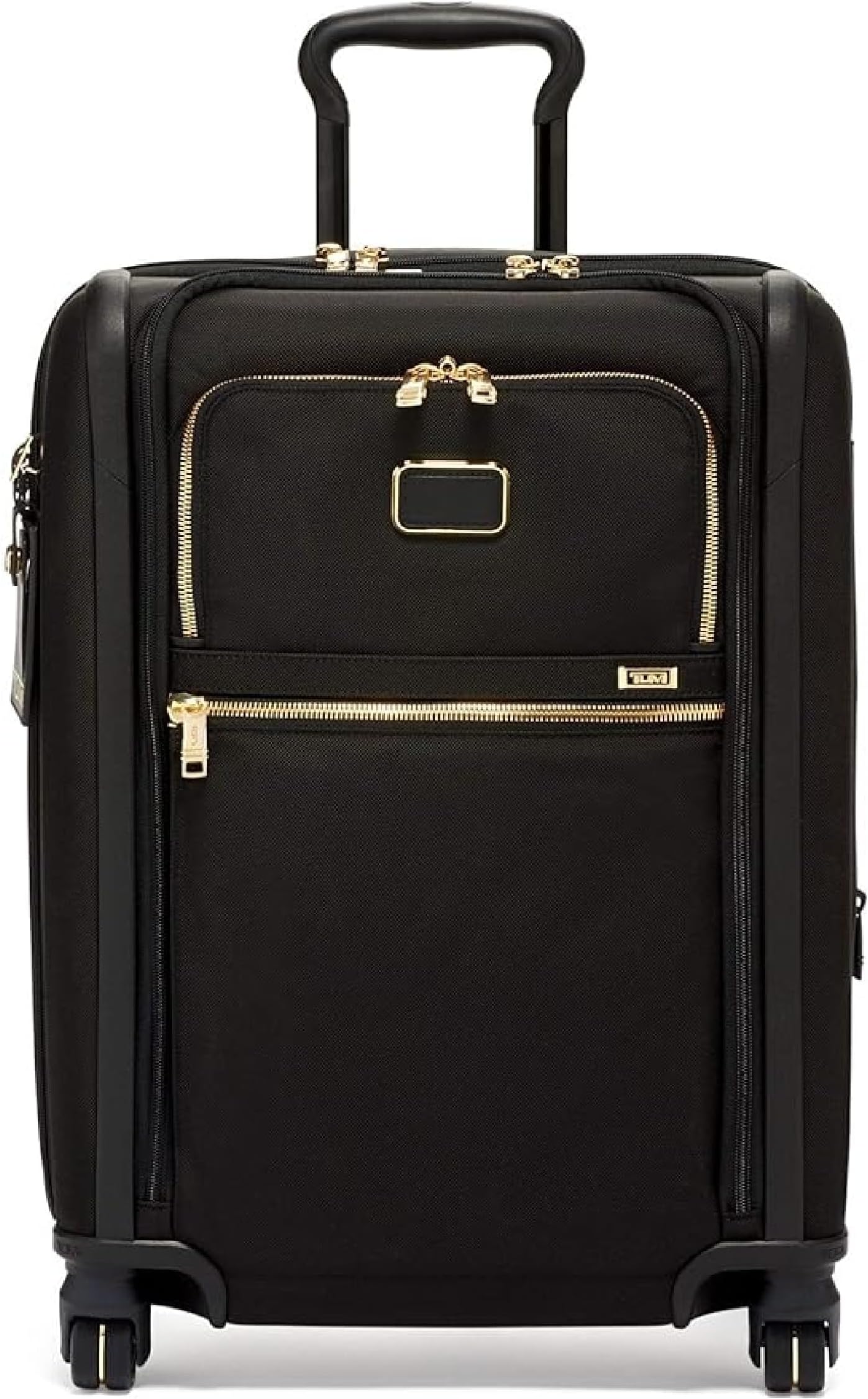TUMI Alpha Continental Dual Access 4-Wheeled Carry-on Luggage - Rolling, Lightweight Suitcase - Secure Suitcase with Lock, Black/Gold, One Size, Alpha 3 Continental Dual Access 4 Wheeled Carry-on