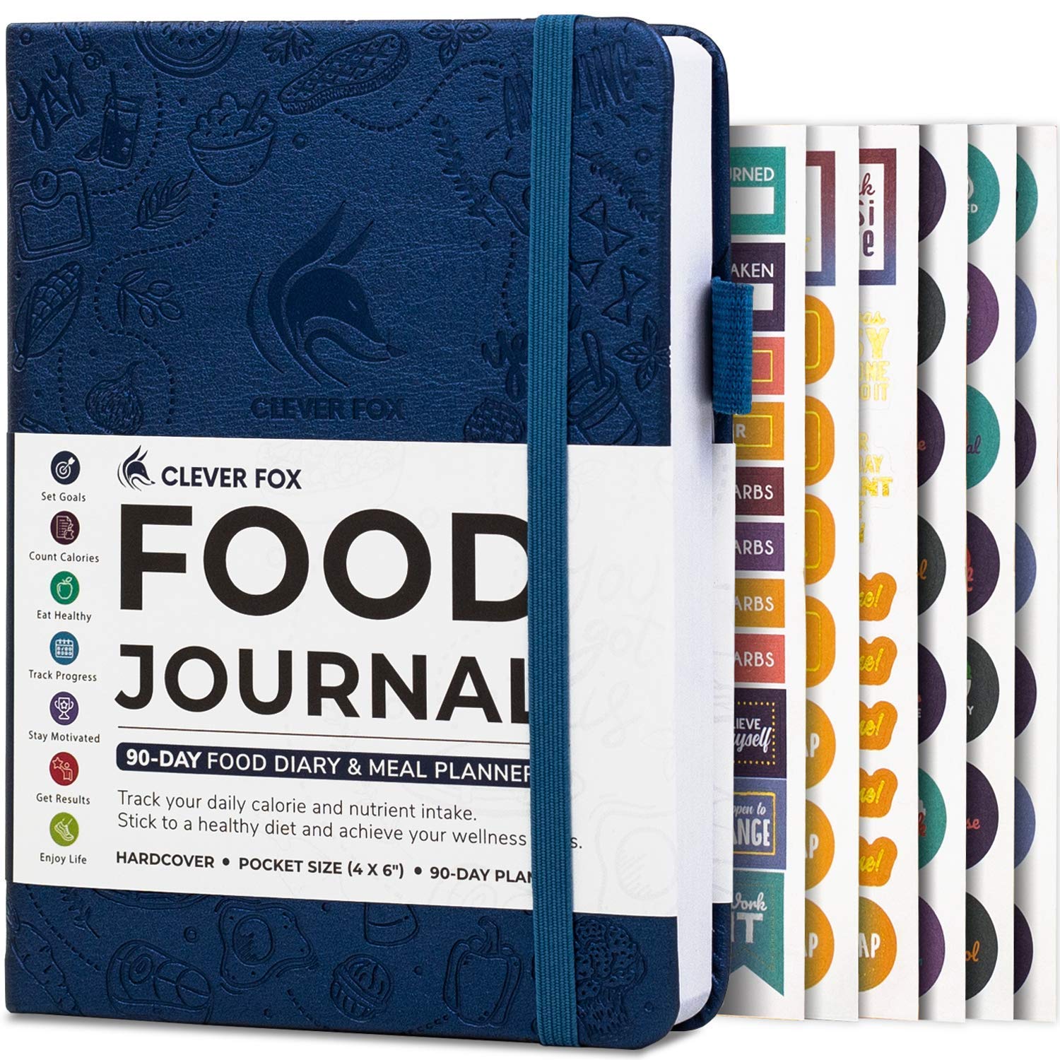 Clever Fox Food Journal Pocket - Daily Food Diary, Meal Planner to Track Calories & Nutrients, Weight Loss Tracker Notebook, 4x5.5” (Mystic Blue)