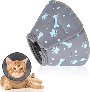 Cat Cone, Soft Cat Cone Collar to Stop Licking and Scratching, Cone for Cats After Surgery for Small Medium Large Cats, Adjustable Recovery Elizabethan Collar for Cats, Kittens, Rabbits(Grey,S)