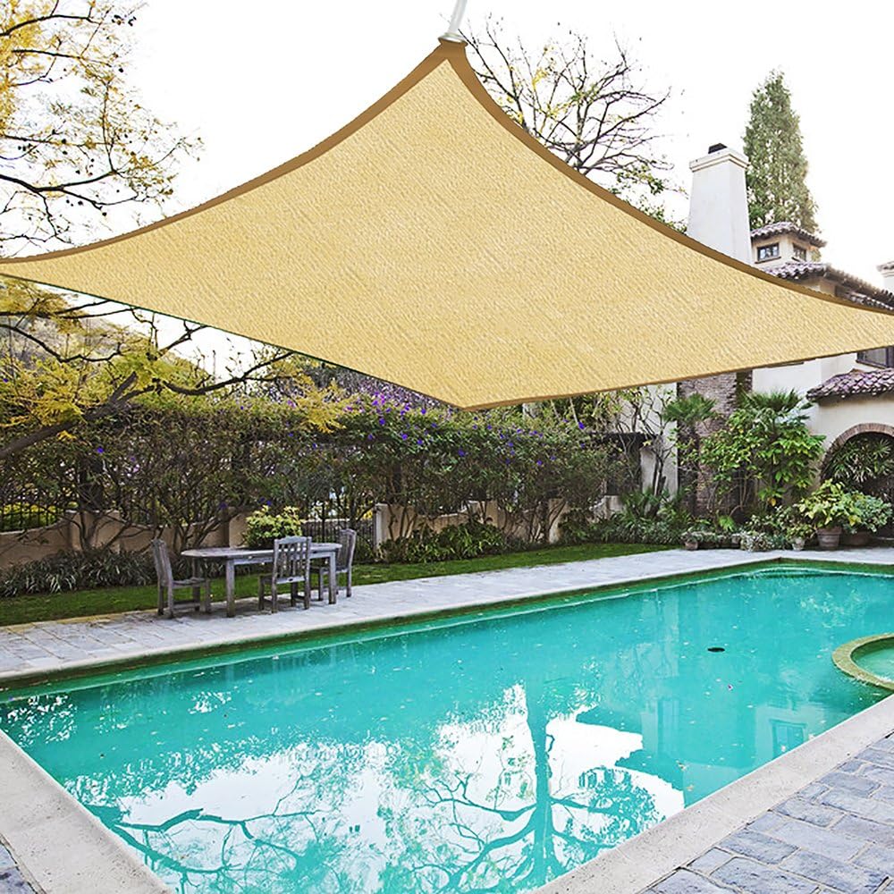 Shade Sails 18' x18' Deluxe Square Sun UV Top Outdoor Canopy Patio Lawn Beige New