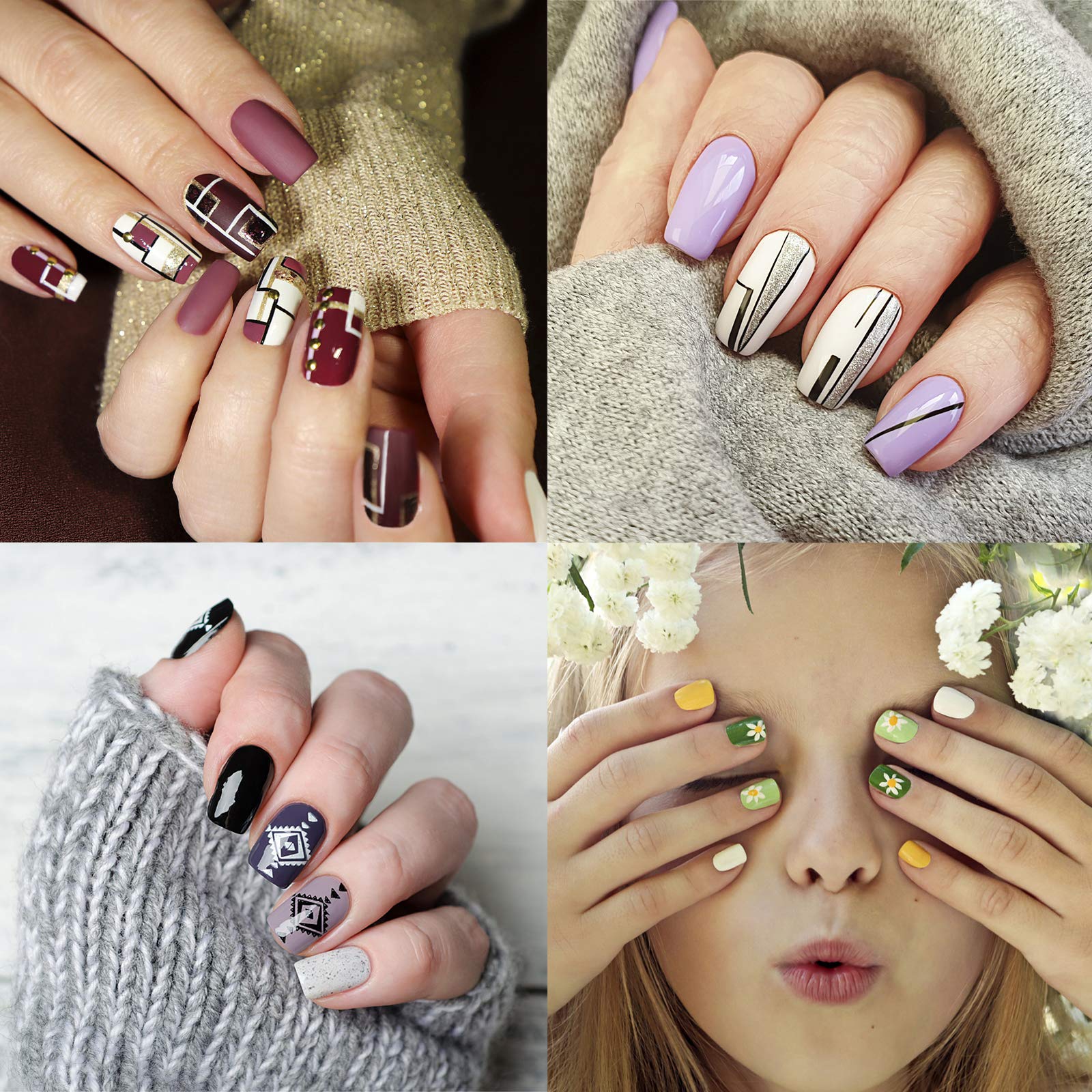 Juego de 3 Pinceles para Decoración de Uñas, Cepillo de Pintura para Nail Art, Herramienta de Detalle para Dibujar Patrones de Línea