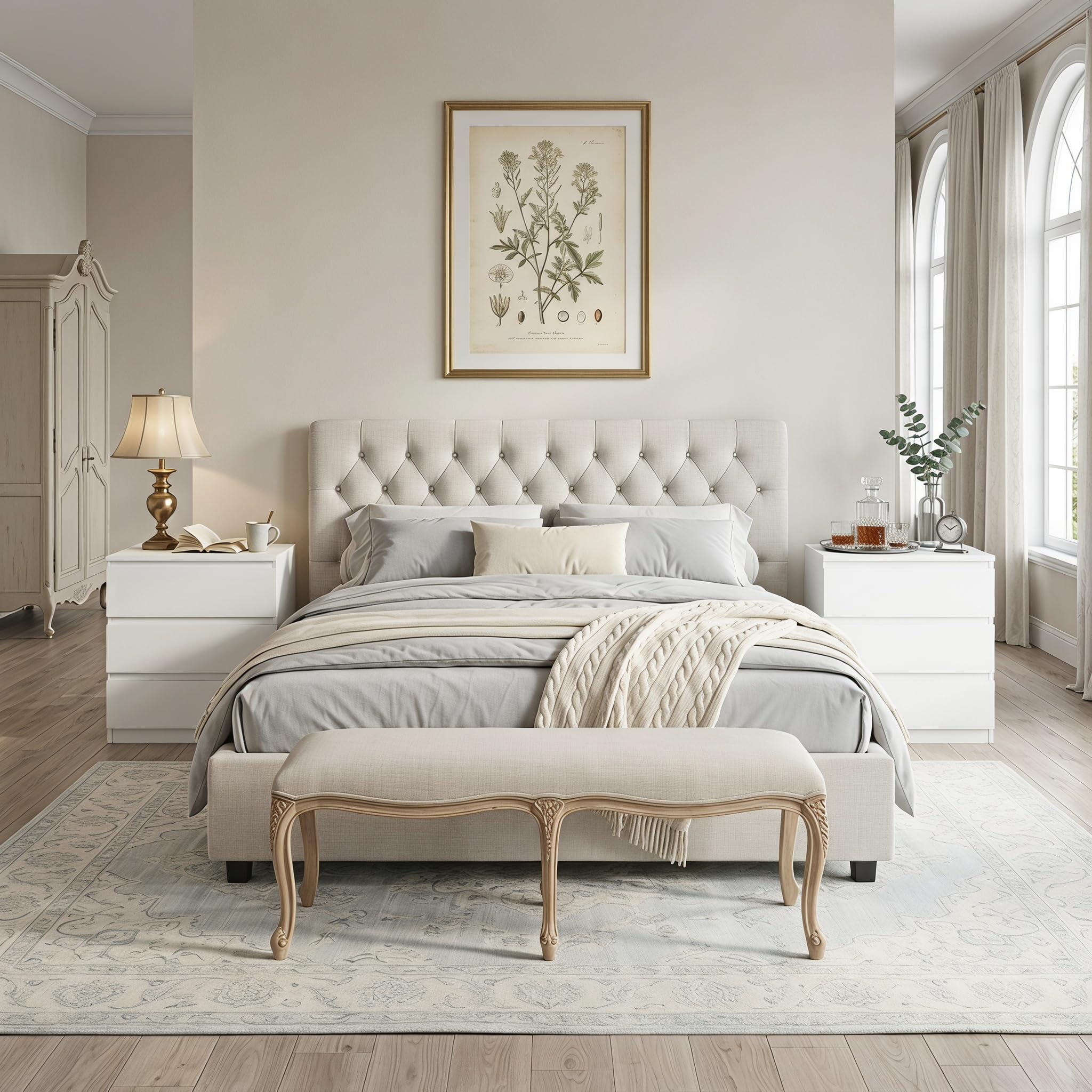 2er Set Komodenschrank für Schlafzimmer 60 cm Breit Kommode Weiß mit 3 Schubladen, Nachtkasten Schubladenkommode Kommode&Sideboard Komoda Weiss für Büro Wohnzimmer Schlafzimmer Flur Möbel(60x40x70CM)
