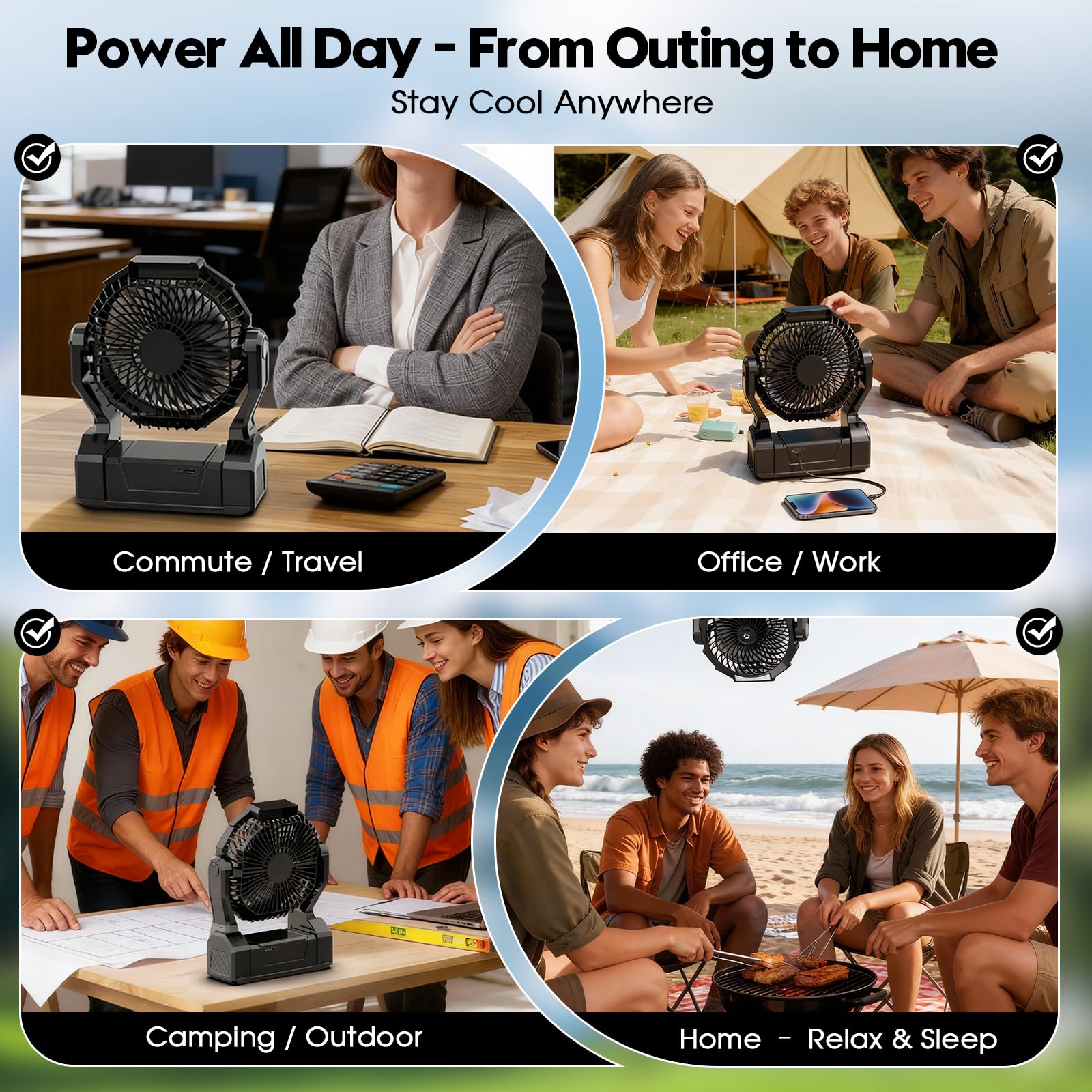 Amazon.com: XZK 24000mAh Rechargeable Camping Fan, 64H Runtime