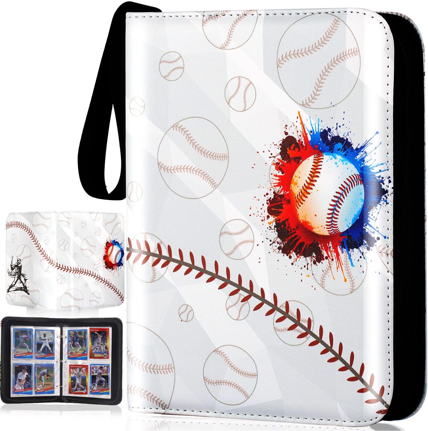 Baseball Card Binder 50 Sleeves 400 Pocket Holder. Sports Trading Cards Binder Album