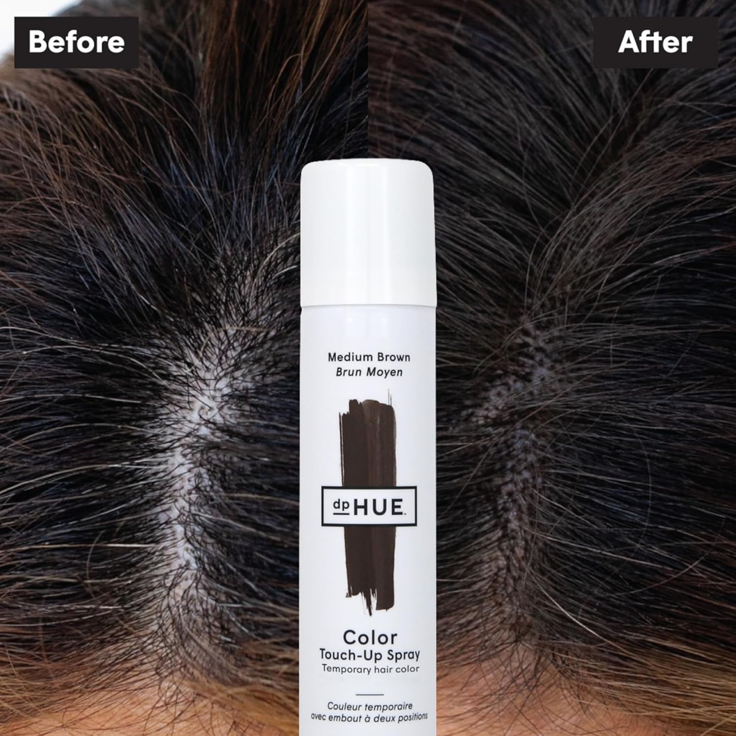 dpHUE Color Touch-Up Spray, Medium Brown - 1.8 fl oz - Temporary Hair Color to Fill In & Cover Grays - Fast-Drying Formula - Vegan, Cruelty Free