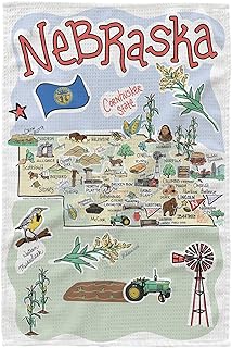 Fish Kiss® 16"x24" Nebraska Map Dish Towel is of 100% Microfiber Waffle Weave Making it Super Absorbent, Soft & Machine Washable - Map Kitchen Towel,Map Dish Cloth is Multi Purpose