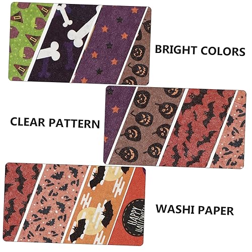 Miniatura 4 de Amosfun 8 rollos de cinta washi cinta de murciélago de Halloween cinta de álbum de recortes, cinta adhesiva Washi cinta de envoltura de regalo,