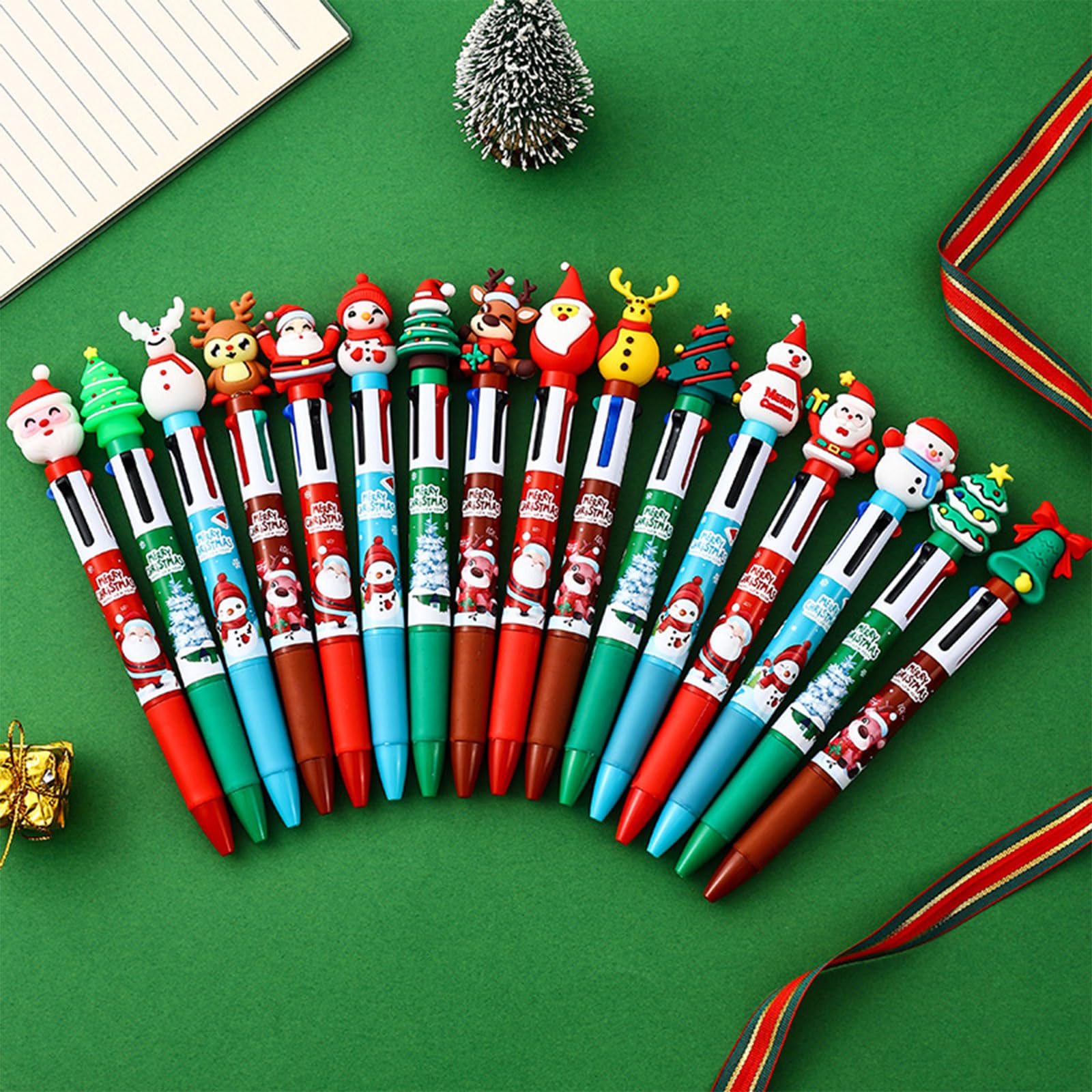 Lot De 7 Stylos à Bille De Noël Rétractables - Stylo Enfant Décoratif - Idéal École & Bureau