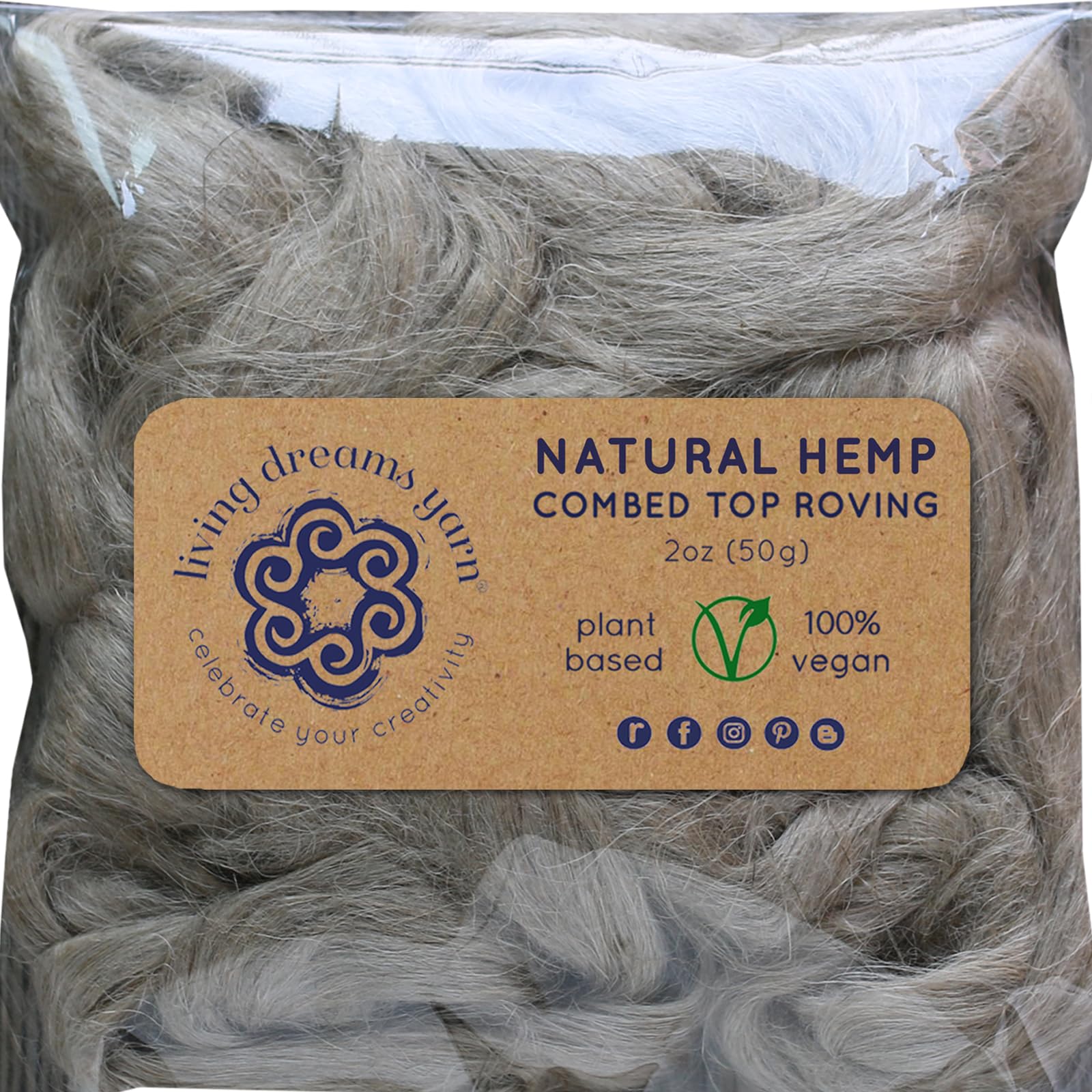 Hemp Fiber for Spinning, Blending, Felting & Fiber Arts. Natural Vegan Combed Top Roving. Natural