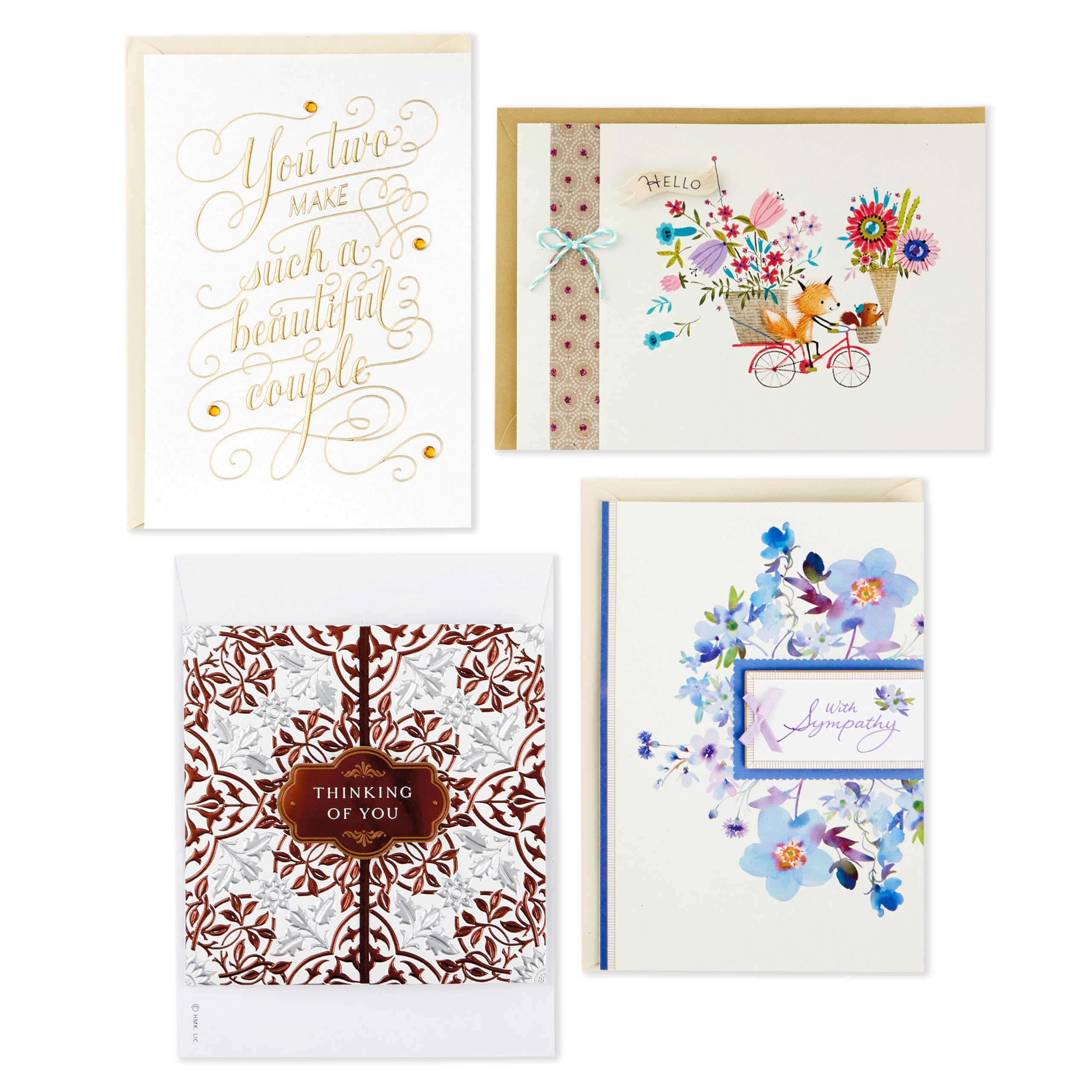 Hallmark Surtido de tarjetas hechas a mano para todo tipo de ocasiones, con diseño floral rosa (paquete de 20)
