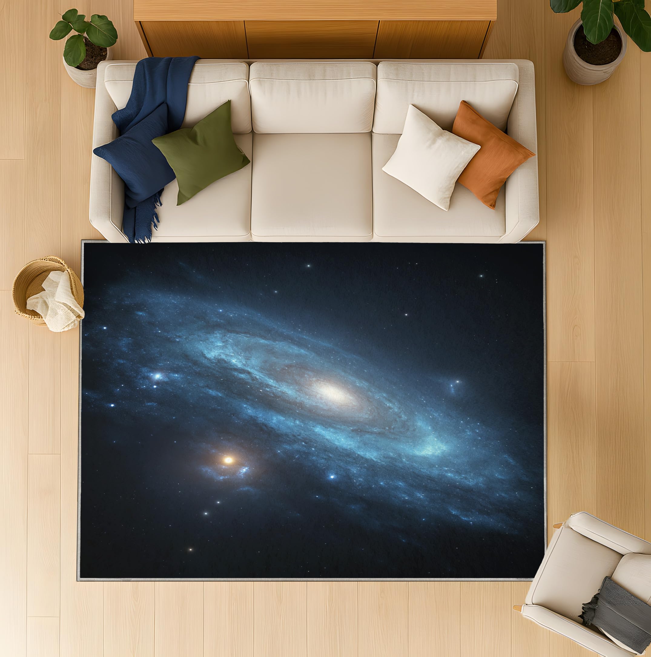 Generico Dywan 140 x 200 cm Królewski Niebieski - Przestrzeń Mgławicy Galaktyka Elegancki i nowoczesny, miękki i nadający się do prania dywanik do salonu sypialni, przytulne wnętrze dywaniki