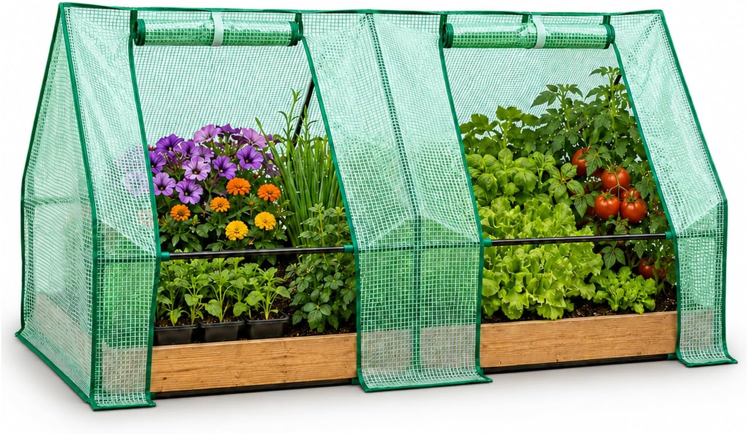 Mini Greenhouse for Outdoors, 9' x 3' x 3' Portable Greenhouse Kit with Zippered Doors, Small Greenhouse for Outside with Durable PE Cover, UV Protected Plant Cover for Flowers, Vegetables