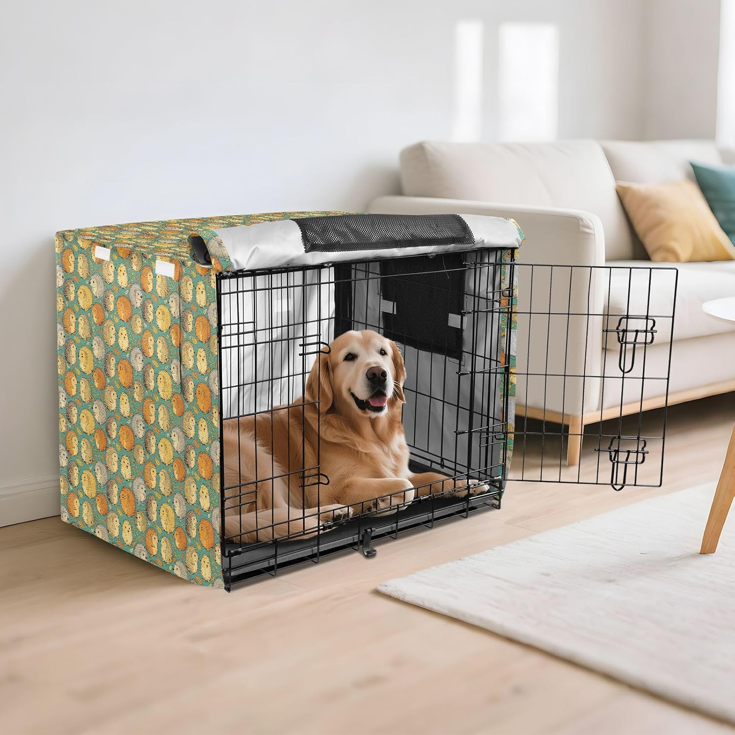 Cute Hedgehogs Cover for Dog Cage Pet Kennel Cover Dog Crate Protector 42 Inch