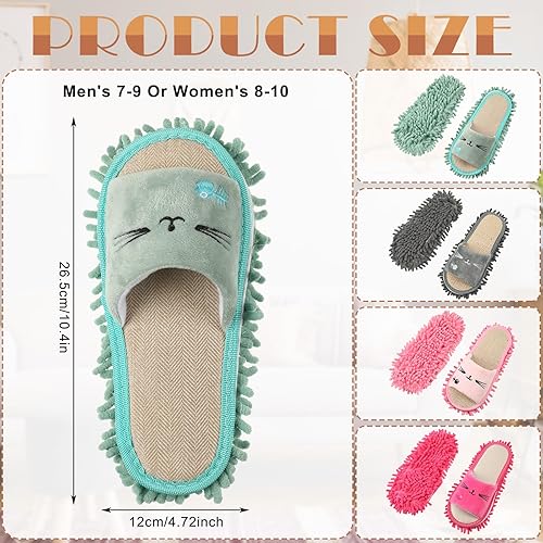 Miniatura 2 de 4 pares de pantuflas lavables de microfibra divertidos zapatos de trapeador pantuflas de limpieza de suelo pantuflas para mujeres y hombres hogar