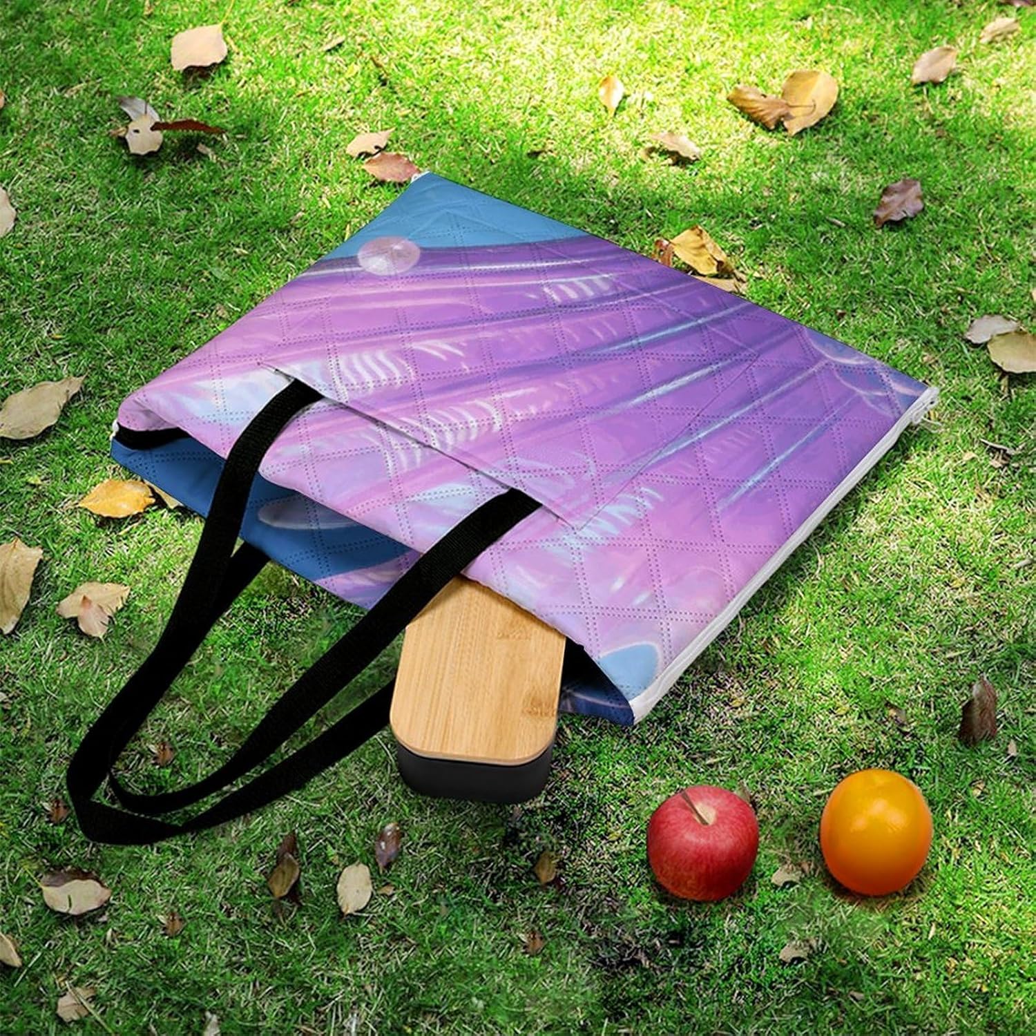 Mermaid Tail Picnic Blanket 150x100cm, Foldable 2-in-1 Picnic Mat and Tote Bag Portable Waterproof Beach Mat Sandproof Outdoor Blanket for Park, Hiking, Beach, Camping, Travel